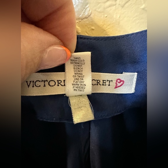 Victoria’s Secret Silk Chemise Gown Panty Set Royal Blue - Picture 4 of 7
